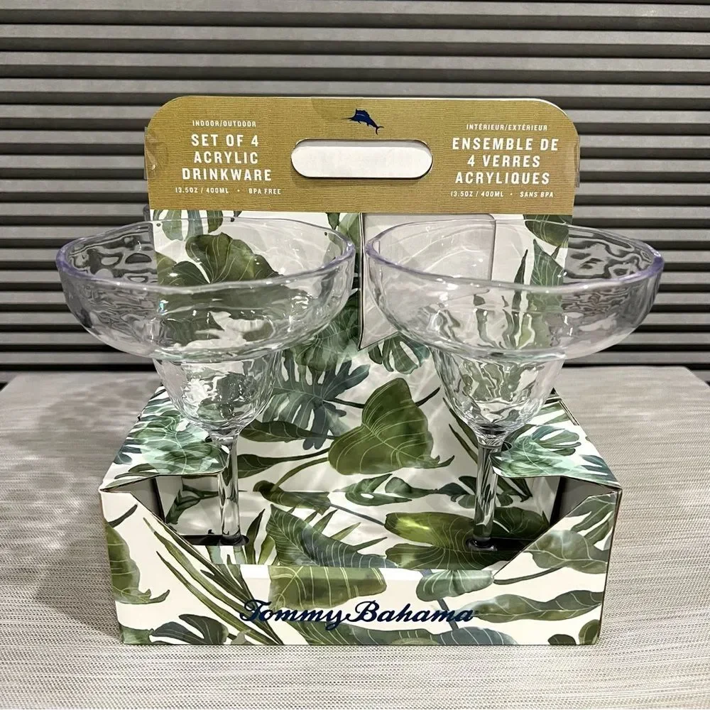 Tommy Bahama Clear Acrylic Drinkware Set